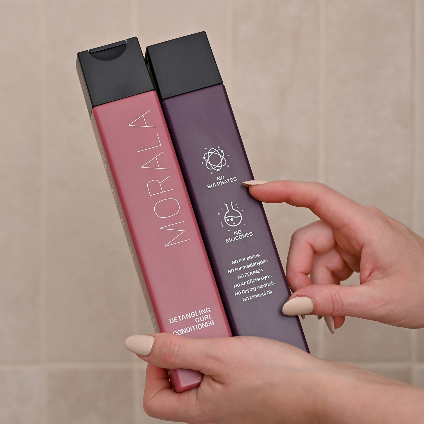 Morala products contain no sulphates, silicones, parabens, drying alcohols, mineral oil nor artificial dyes